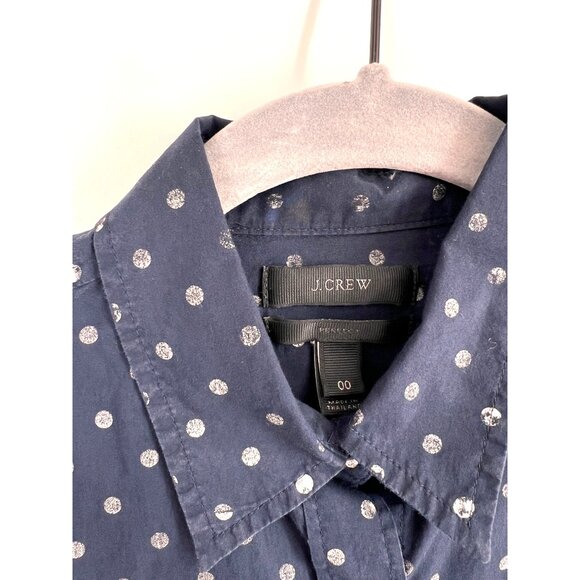 J.Crew Womens Perfect Shirt in Foil Dot Button Down Shirt Blue Size 00 - Picture 2 of 4